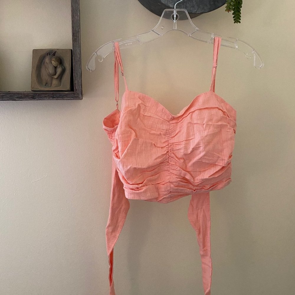 Ruched Coral Crop Top
